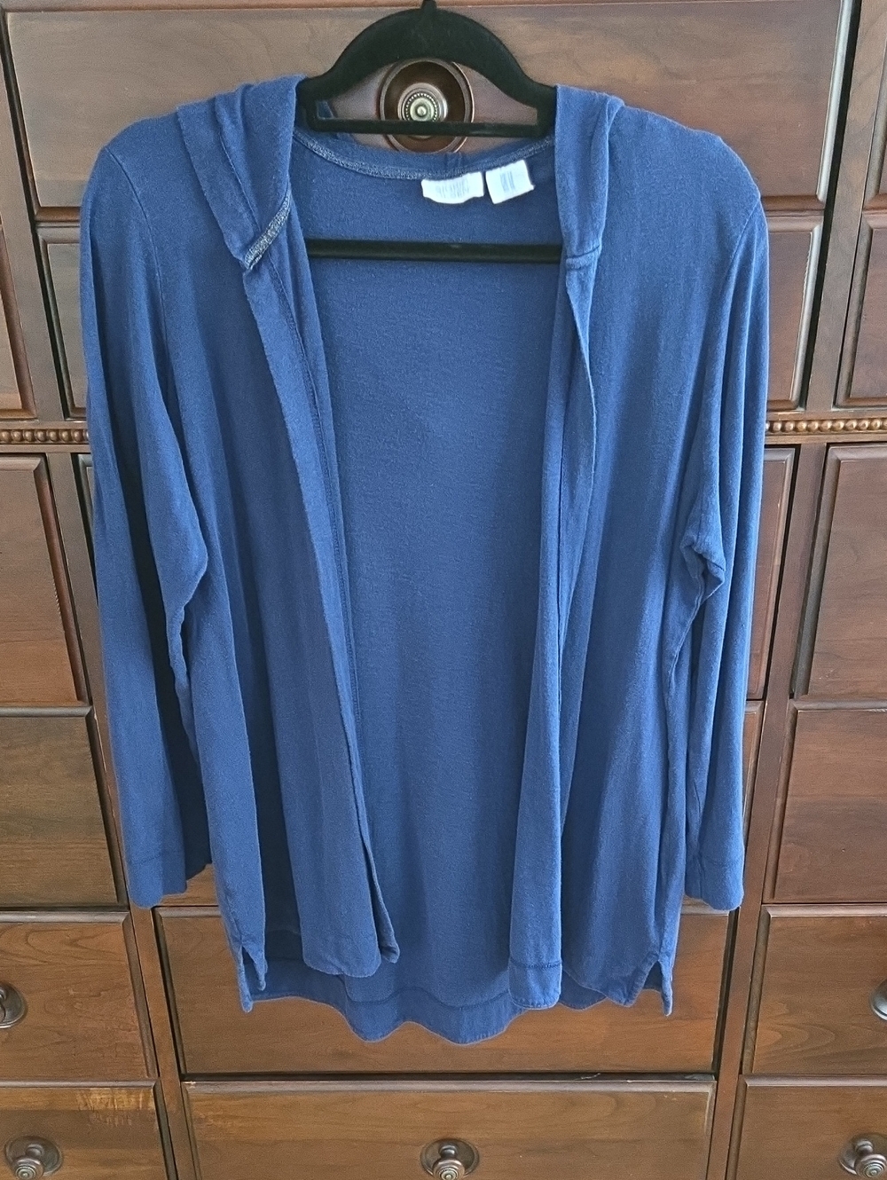 Sigrid Olsen Navy Open-Front Hooded Cardigan Size 1X (XL)